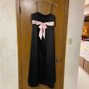 Blondie Nites Black With Pink Bow Long Dress